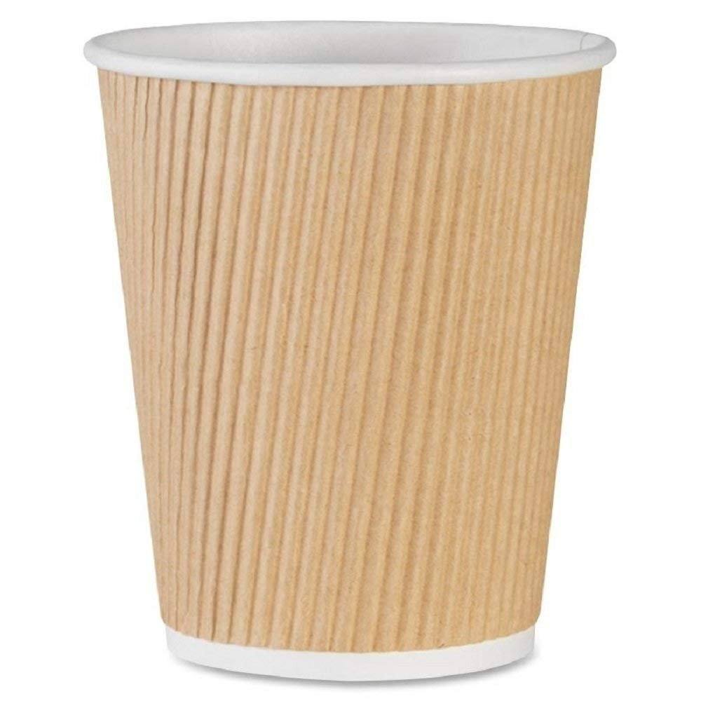 Set of 150 Ripple Insulated Kraft 12-oz Paper Cups – Coffee/Tea Hot Cups | Recyclable |3-Layer Rippled Wall For Better Insulation | Perfect for Cappuccino, Hot Cocoa, or Iced Drinks - NY-HI