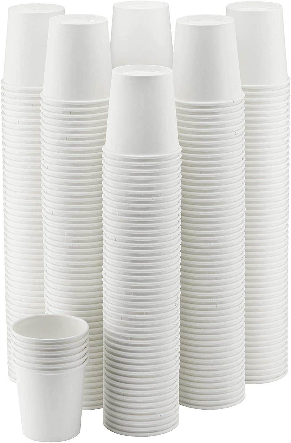 NYHI 300-Pack 10 oz white paper disposable cups for hot and cold beverages.