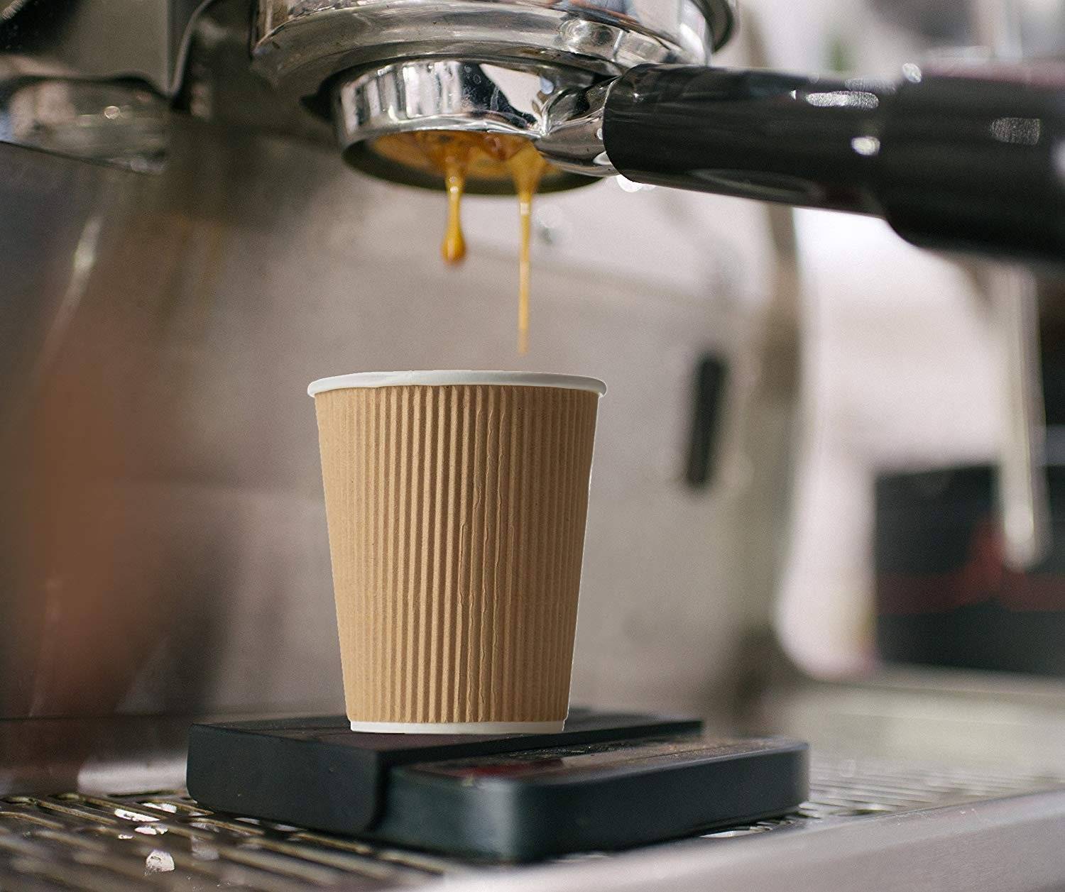 Set of 150 Ripple Insulated Kraft 10-oz Paper Cups – Coffee/Tea Hot Cups | Recyclable |3-Layer Rippled Wall For Better Insulation | Perfect for Cappuccino, Hot Cocoa, or Iced Drinks - NY-HI