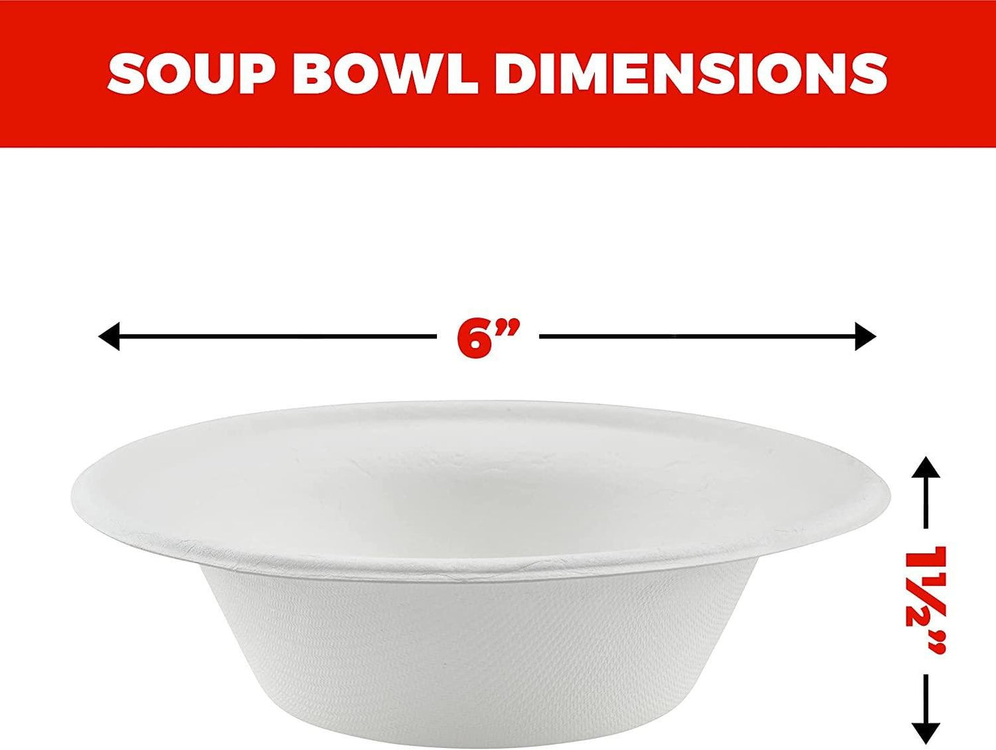 Heavy Duty Compostable Bowls | 12 oz. Disposable Plates Made From Eco Friendly Sugarcane | These Party Paper Plates Are Great For Dinner, Appetizers, Camping, Catering, Concession Stands | 125 Pack - NY-HI