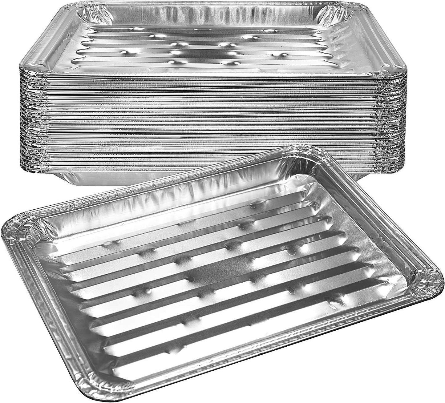 Heavy Duty Aluminum Foil Broiler Pans | Disposable Nonstick Oven Broiling Roaster Pan for Burgers, Steaks, Bacon, Roasts, Vegetables | 13 x 9 Inch Rectangular Prep Trays | 25 Pack - NY-HI
