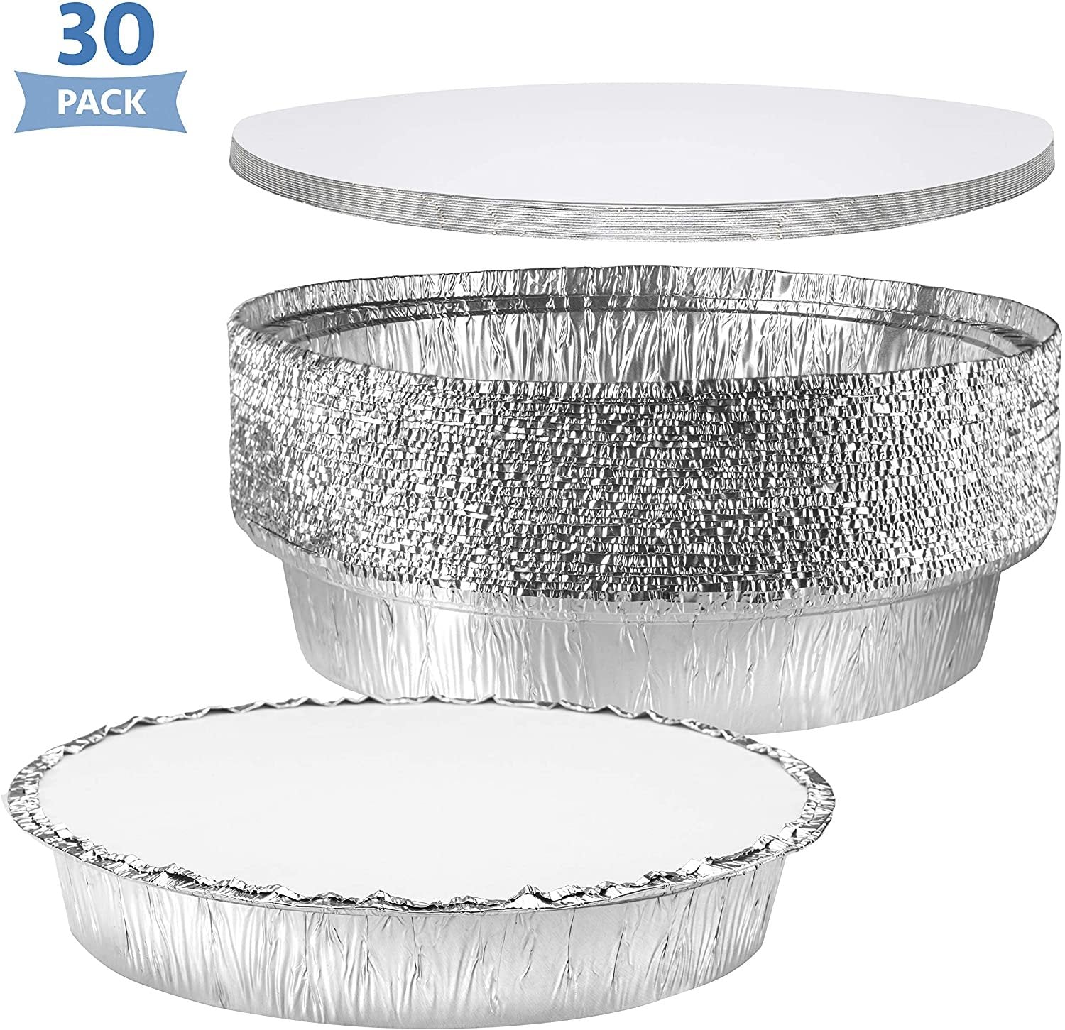 Aluminum Pan Disposable 30-pack,tin Foil Pans With Lid Recyclable,deep Pans  Tin Food Storage For Co