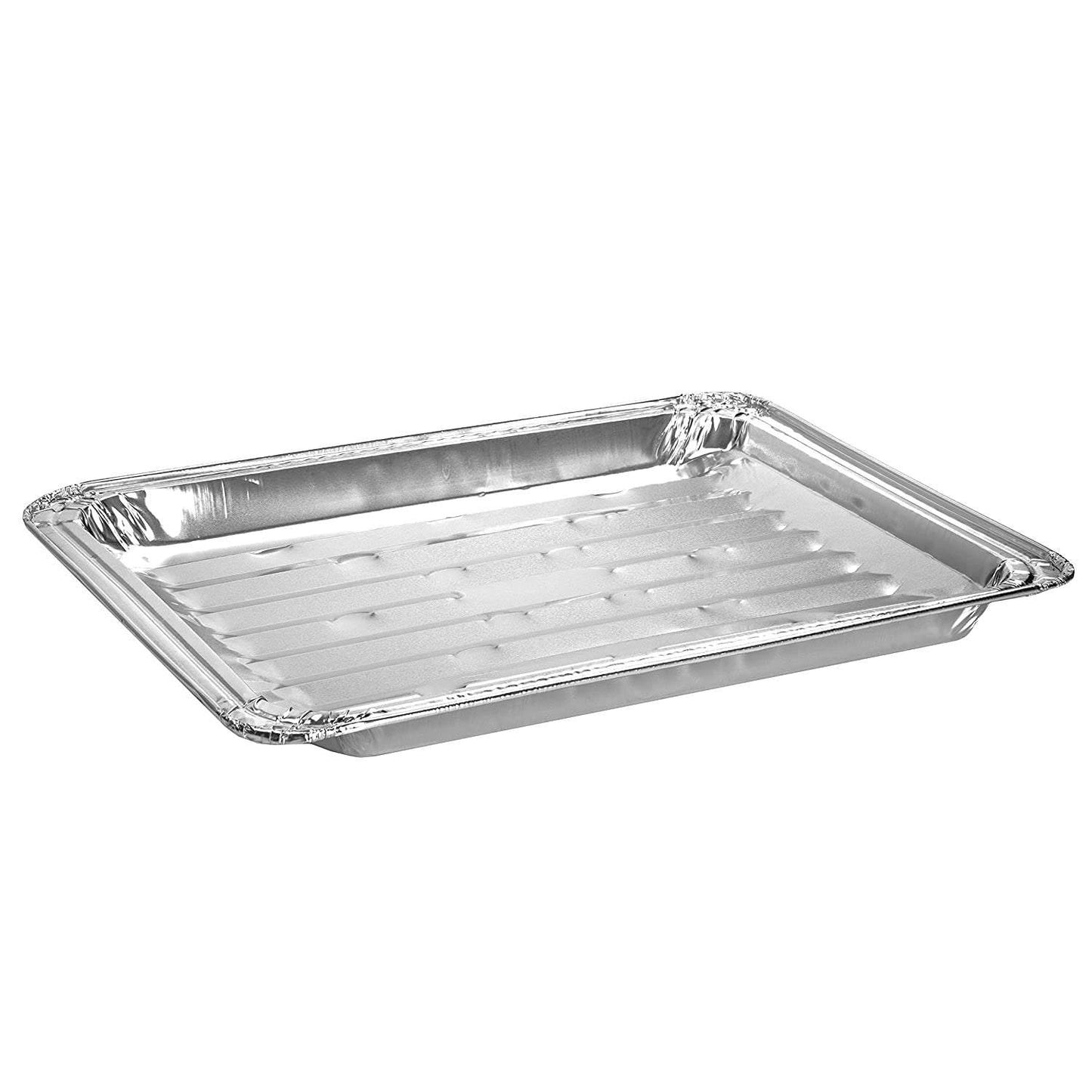 Heavy Duty Aluminum Foil Broiler Pans | Disposable Nonstick Oven Broiling Roaster Pan for Burgers, Steaks, Bacon, Roasts, Vegetables | 13 x 9 Inch Rectangular Prep Trays | 25 Pack - NY-HI
