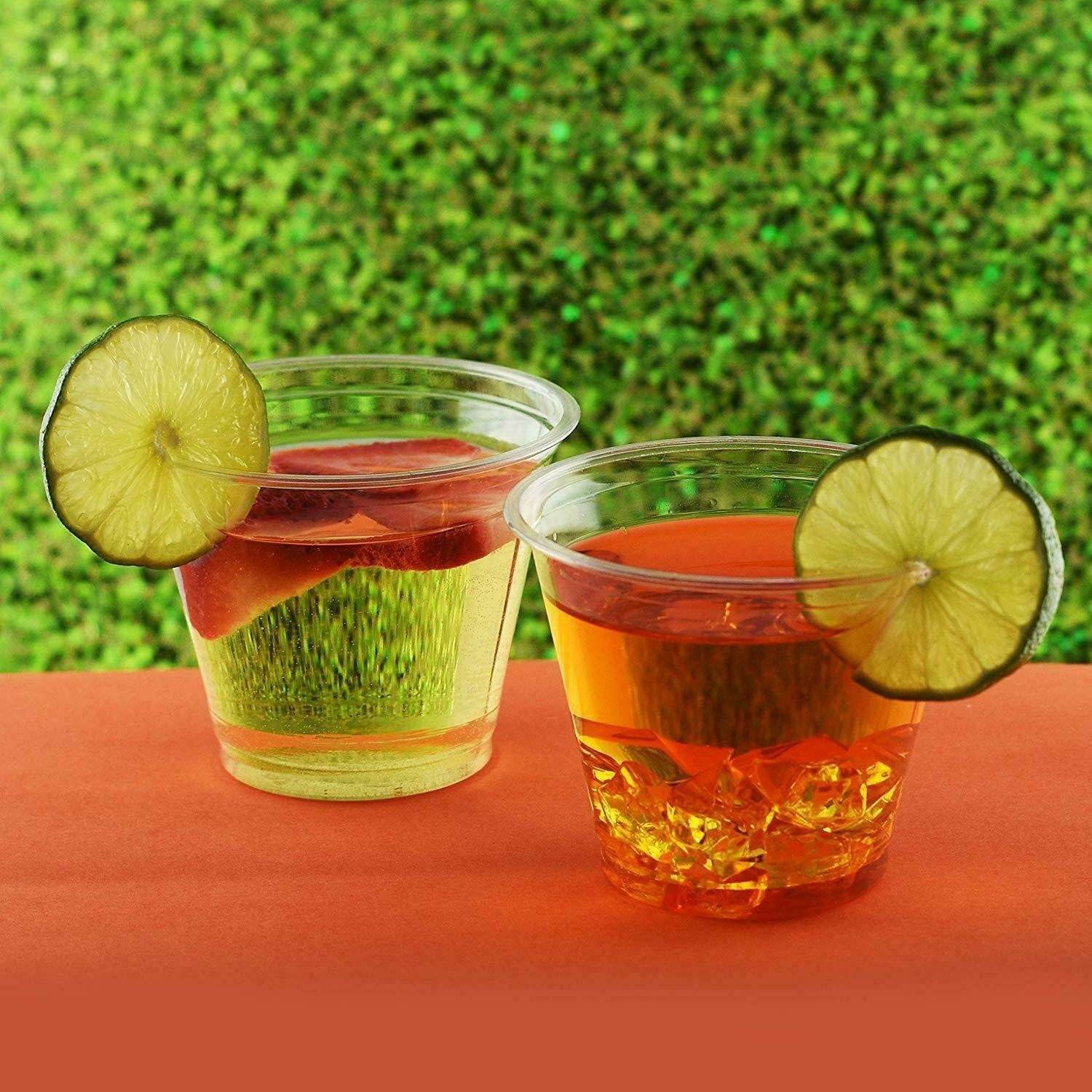 NYHI 100-Pack 9 oz Plastic Clear Cups | Value Pack of BPA-Free Disposable Party Cup Tumblers | Use These Clear Cocktail Cups for Drinks, Wine, Punch, Champagne & More | Essential Party Supplies - NY-HI