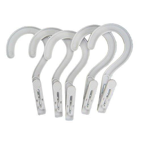 NYHI Laundry Hanger Hooks | Strong Plastic Solid Metal Spring | Lightweight, Convenient Clothing Pins To hang and Dry Wet Clothes | For Home Use or Travel | Economy 12 Pack | White - NY-HI