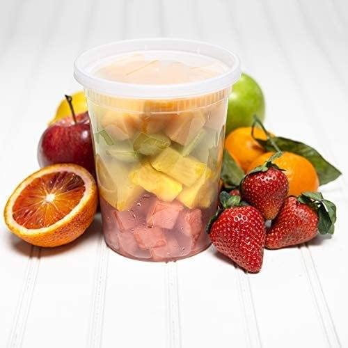 32-Ounce Clear Deli Containers with Lids | Stackable, BPA-Free Food Storage Container Set | Recyclable Space Saver Airtight Container for Kitchen Storage, Meal Prep, Take Out | 30 Pack - NY-HI