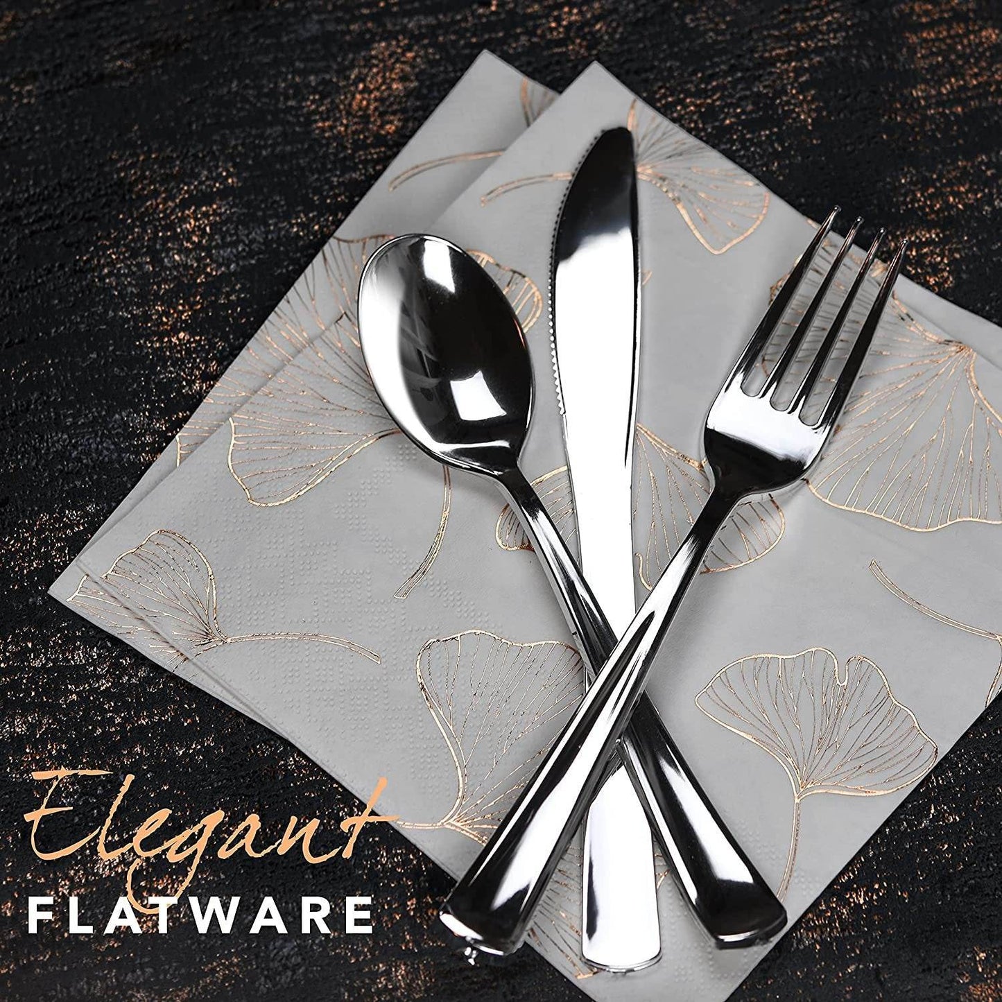 Heavy Duty Plastic Silverware Set | 160 Piece Disposable Cutlery Set Includes 80 Forks, 40 Knives & 40 Spoons | High End Plasticware Is Perfect For Catering, Parties, Dinners, Weddings & Everyday Use - NY-HI