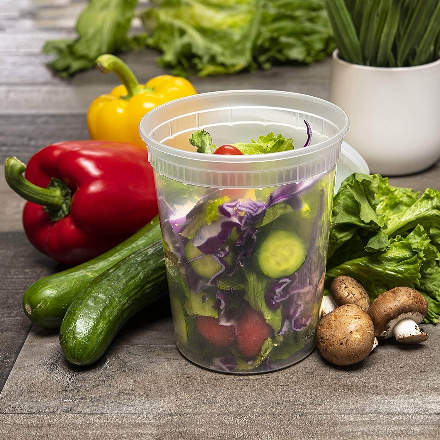 32-Ounce Clear Deli Containers with Lids | Stackable, BPA-Free Food Storage Container Set | Recyclable Space Saver Airtight Container for Kitchen Storage, Meal Prep, Take Out | 30 Pack - NY-HI