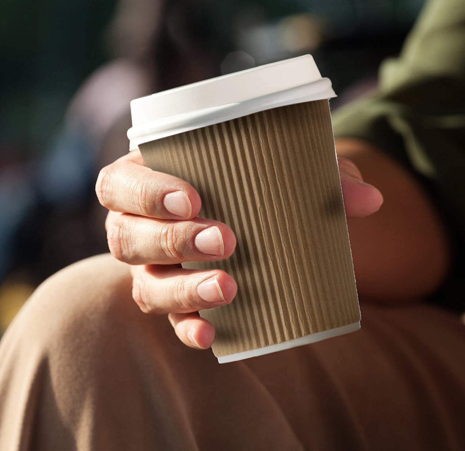 Set of 150 Ripple Insulated Kraft 12-oz Paper Cups – Coffee/Tea Hot Cups | Recyclable |3-Layer Rippled Wall For Better Insulation | Perfect for Cappuccino, Hot Cocoa, or Iced Drinks - NY-HI