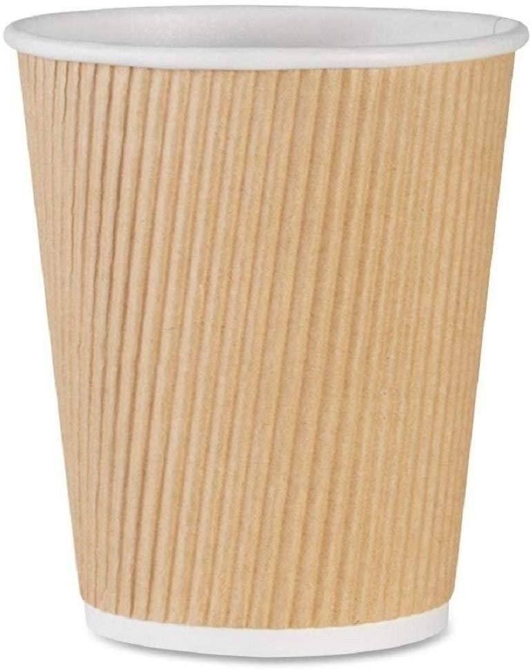 Set of 150 Ripple Insulated Kraft 10-oz Paper Cups – Coffee/Tea Hot Cups | Recyclable |3-Layer Rippled Wall For Better Insulation | Perfect for Cappuccino, Hot Cocoa, or Iced Drinks - NY-HI