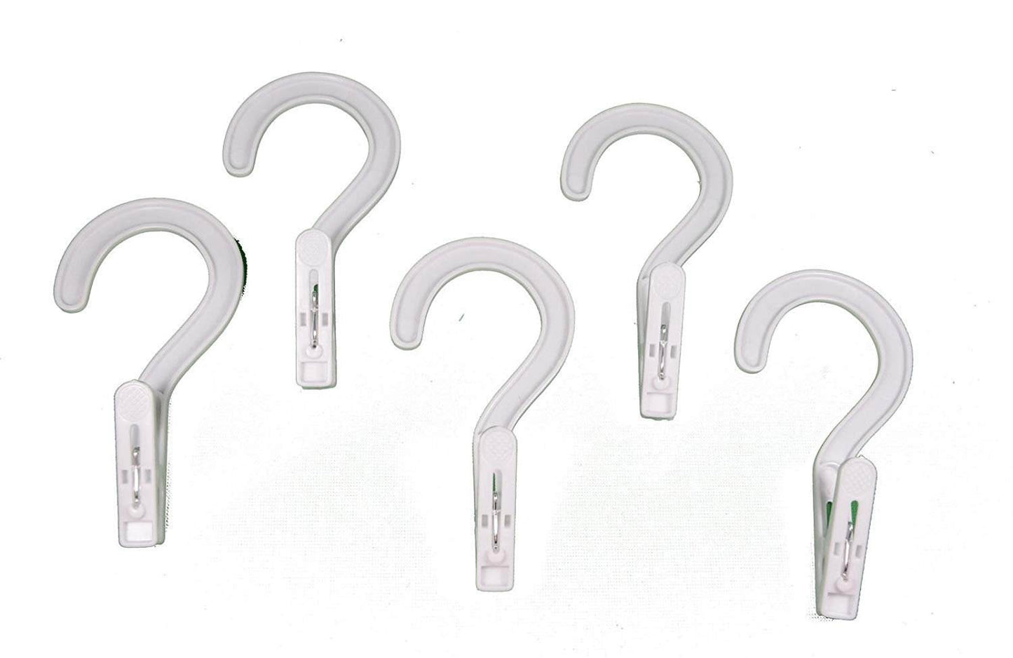 NYHI Laundry Hanger Hooks | Strong Plastic Solid Metal Spring | Lightweight, Convenient Clothing Pins To hang and Dry Wet Clothes | For Home Use or Travel | Economy 12 Pack | White - NY-HI