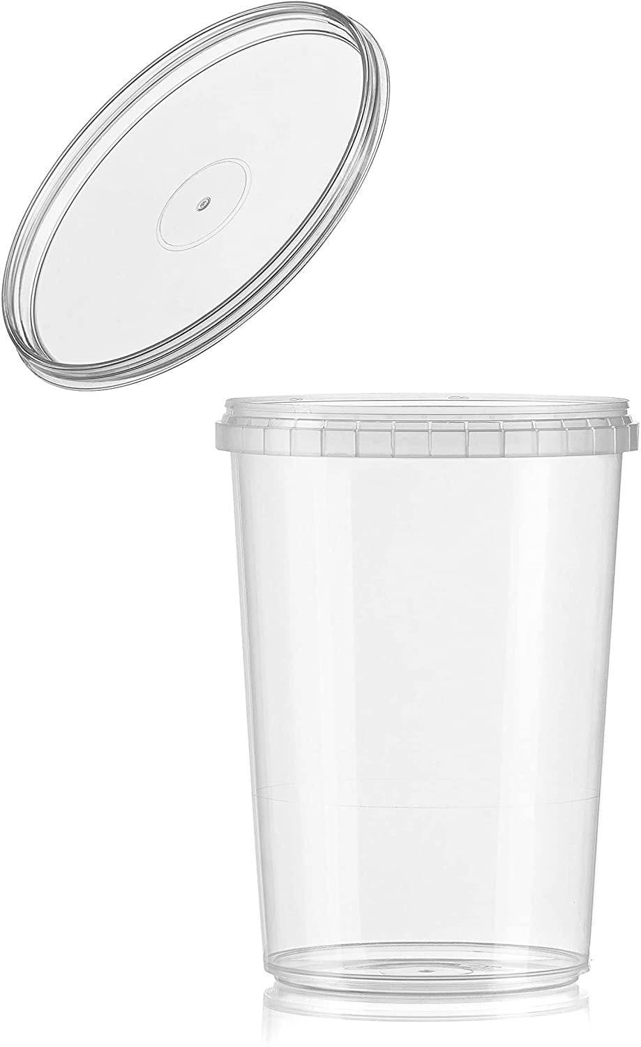 NYHI 32-oz. Round Clear Deli Containers with Lids | Stackable, Tamper-Proof BPA-Free Food Storage Containers | Recyclable Airtight Container for Kitchen Storage, Meal Prep, Take Out | 18 Pack - NY-HI