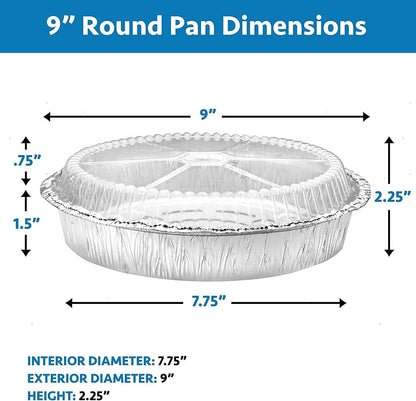 NYHI Round Aluminum Foil Pans 9-Inch Disposable Food Containers