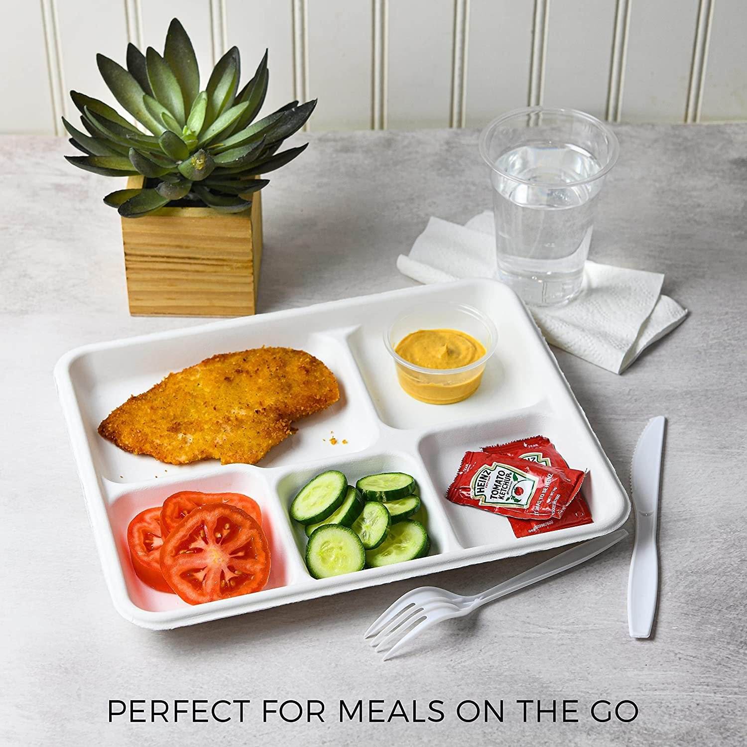 Heavy Duty Plates | 10 Inch Disposable Plates For Adults & Kids | White Eco Friendly Sugarcane Paper Plates Are Cut & Leak Resistant | 125 Pack - NY-HI