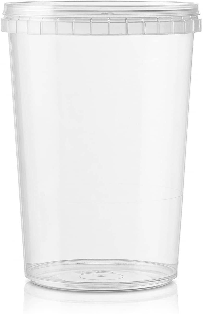 NYHI 32-oz. Round Clear Deli Containers with Lids | Stackable, Tamper-Proof BPA-Free Food Storage Containers | Recyclable Airtight Container for Kitchen Storage, Meal Prep, Take Out | 18 Pack - NY-HI