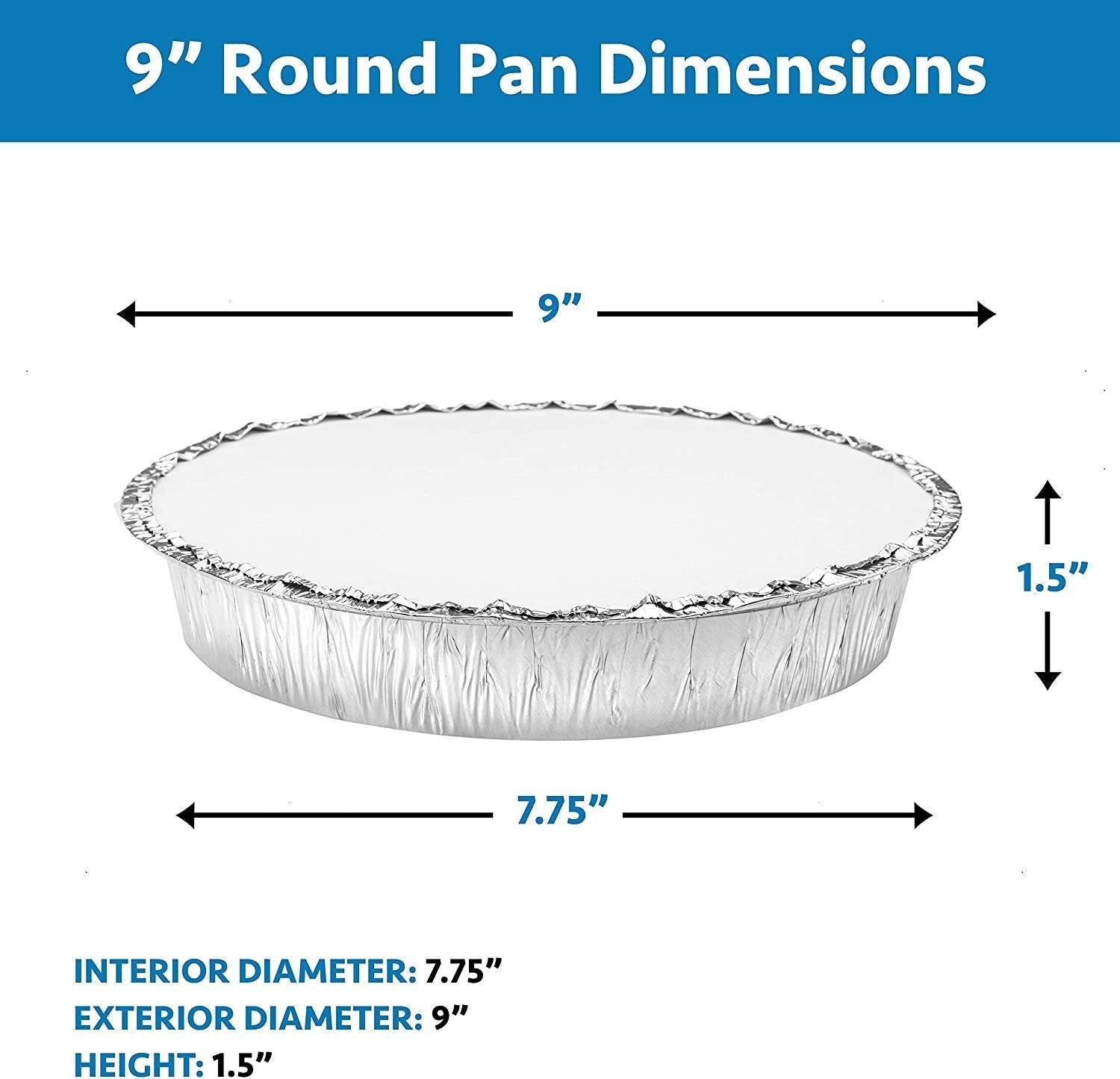 9 Round Aluminum Foil Take-Out Pans, Disposable Food Tin