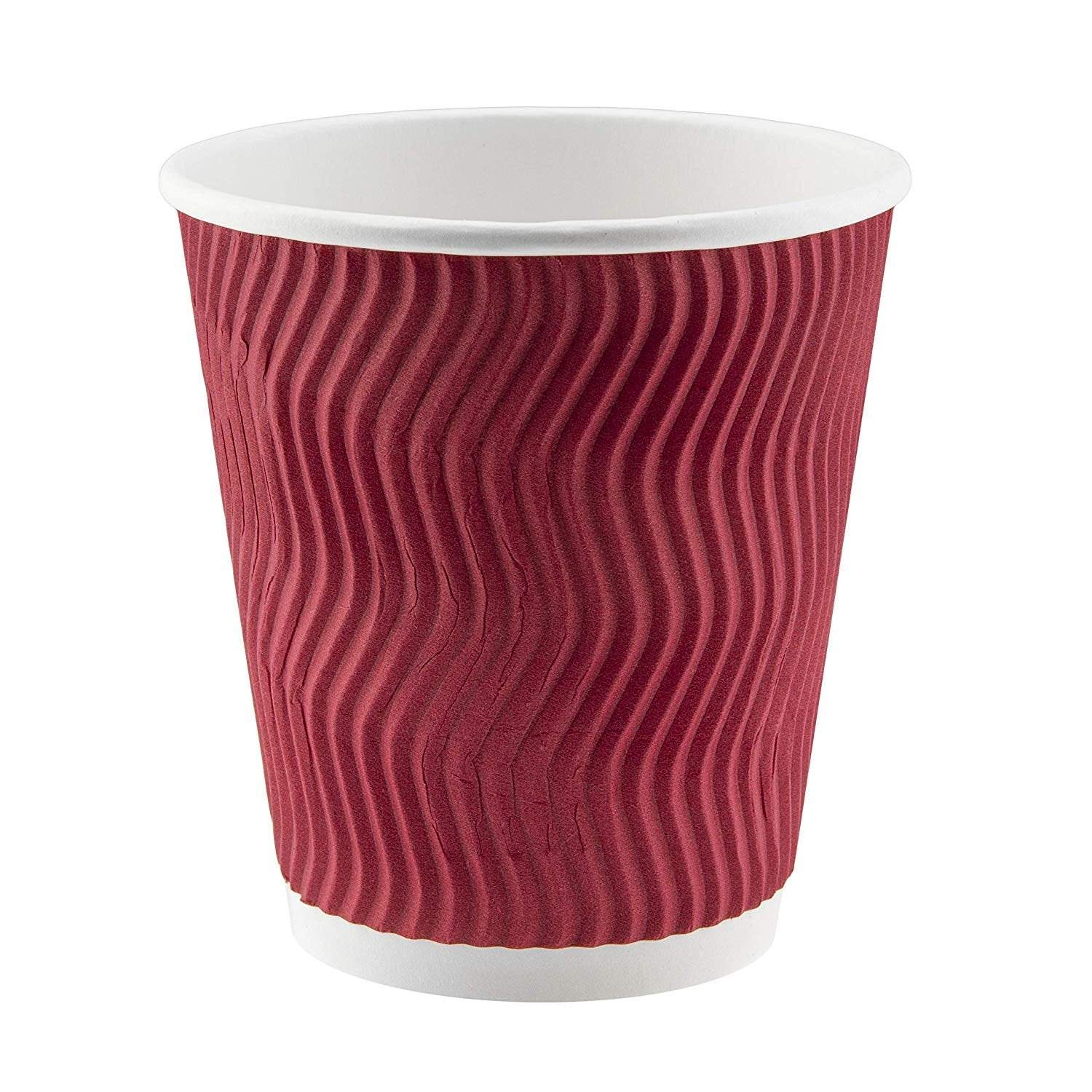NYHI Set of 150 Ripple Insulated Red 12-oz Paper Cups – Coffee/Tea Hot Cups | Recyclable |3-Layer Rippled Wall for Better Insulation | Perfect for Cappuccino, Hot Cocoa, or Iced Drinks - NY-HI