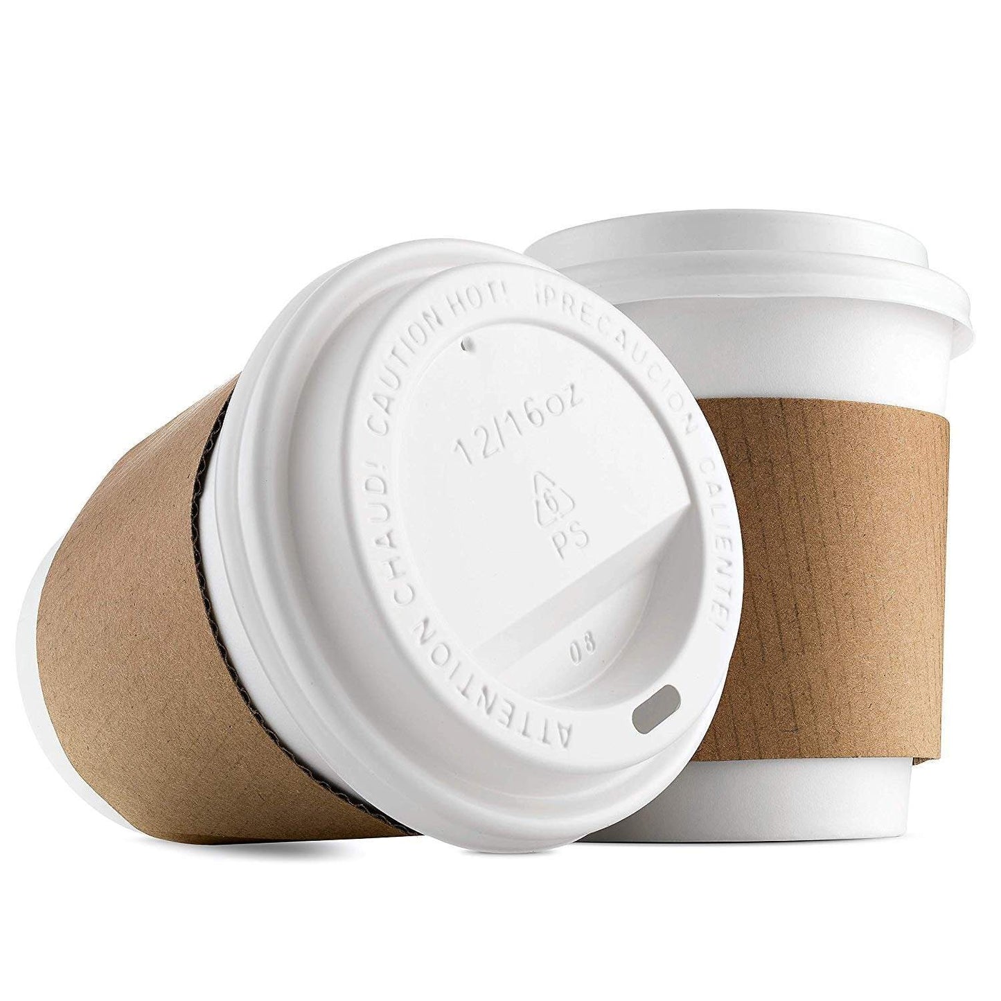 NYHI 200-Pack 8 oz White Paper Disposable Cups With Lids And Sleeves– Hot/Cold Beverage Drinking Cup for Water, Juice, Coffee or Tea – Ideal for Water Coolers, Party, or Coffee On the Go’ - NY-HI