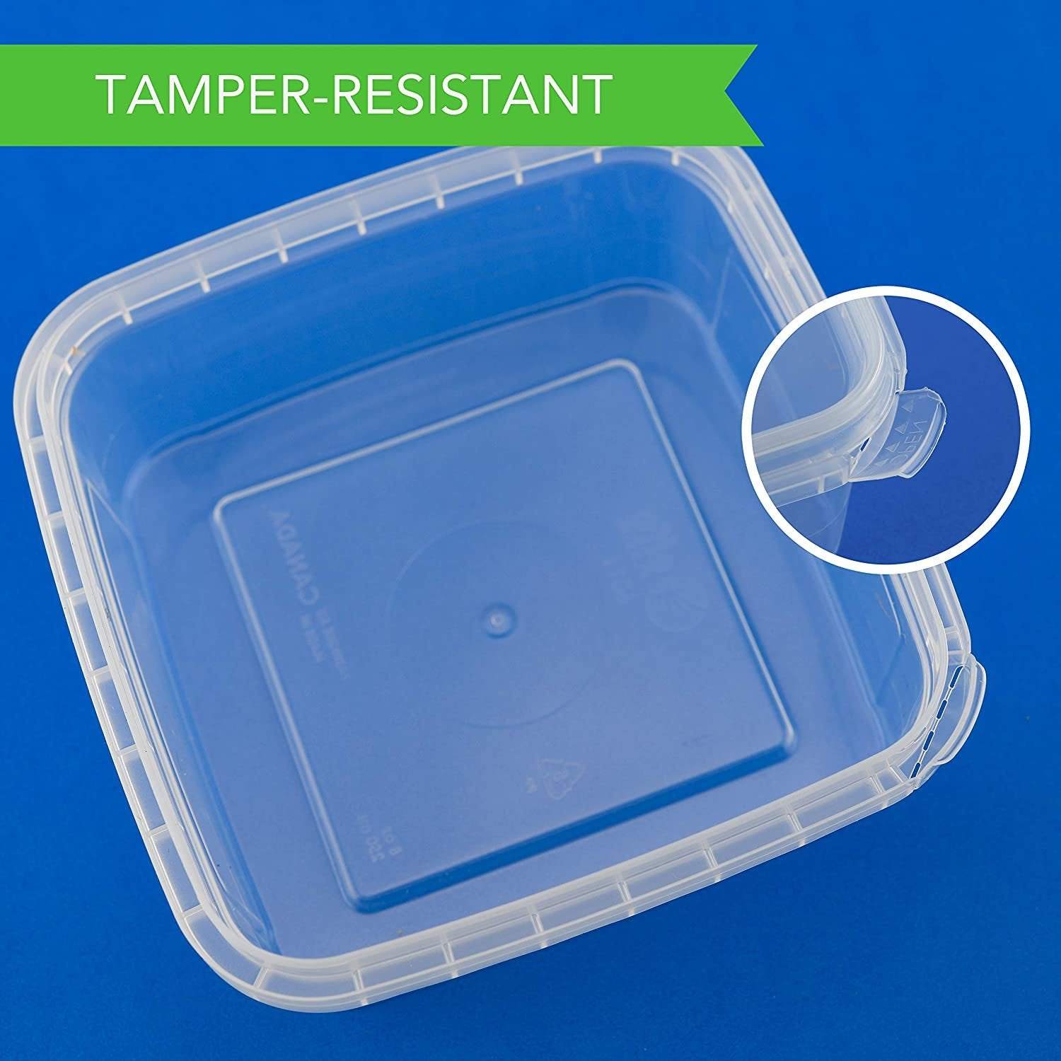 32-oz. Square Clear Deli Containers with Lids | Stackable, Tamper-Proof BPA-Free Food Storage Containers | Recyclable Space Saver Airtight Container for Kitchen Storage, Meal Prep, Take Out | 20 Pack - NY-HI
