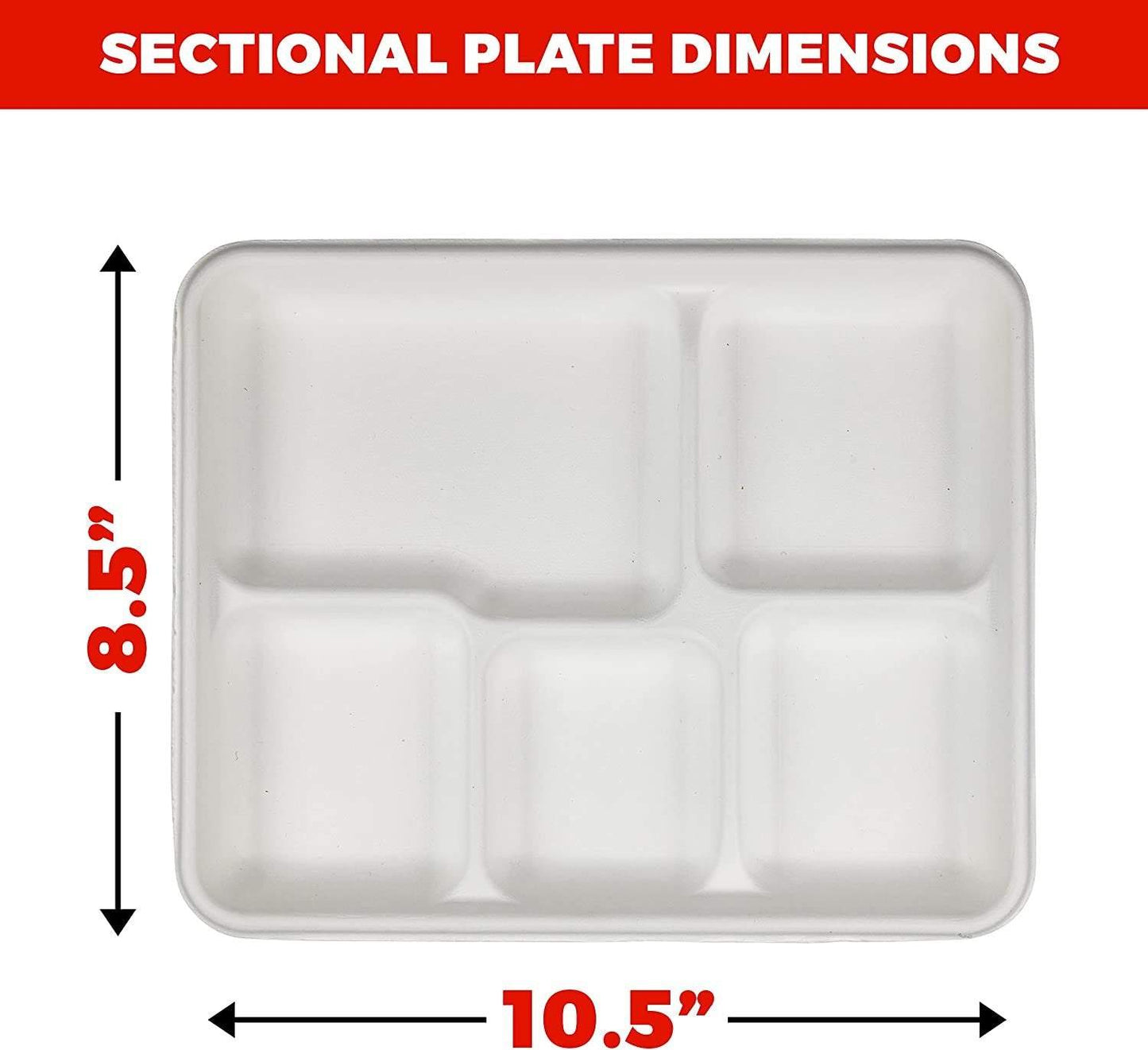 Heavy Duty Plates | 10 Inch Disposable Plates For Adults & Kids | White Eco Friendly Sugarcane Paper Plates Are Cut & Leak Resistant | 125 Pack - NY-HI
