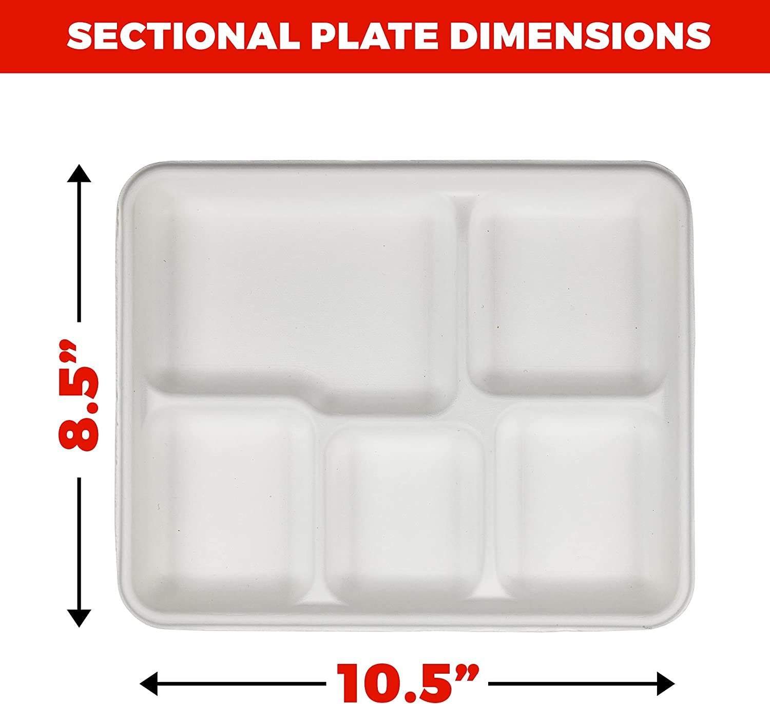 Heavy Duty Plates | 10 Inch Disposable Plates For Adults & Kids | White Eco Friendly Sugarcane Paper Plates Are Cut & Leak Resistant | 125 Pack - NY-HI