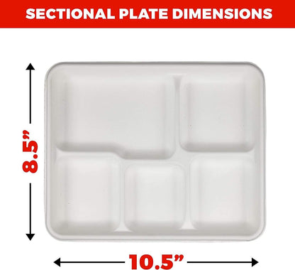 Heavy Duty Plates | 10 Inch Disposable Plates For Adults & Kids | White Eco Friendly Sugarcane Paper Plates Are Cut & Leak Resistant | 125 Pack - NY-HI