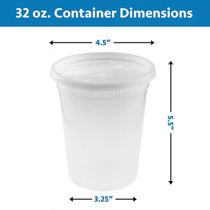 32-Ounce Clear Deli Containers with Lids | Stackable, BPA-Free Food Storage Container Set | Recyclable Space Saver Airtight Container for Kitchen Storage, Meal Prep, Take Out | 30 Pack - NY-HI