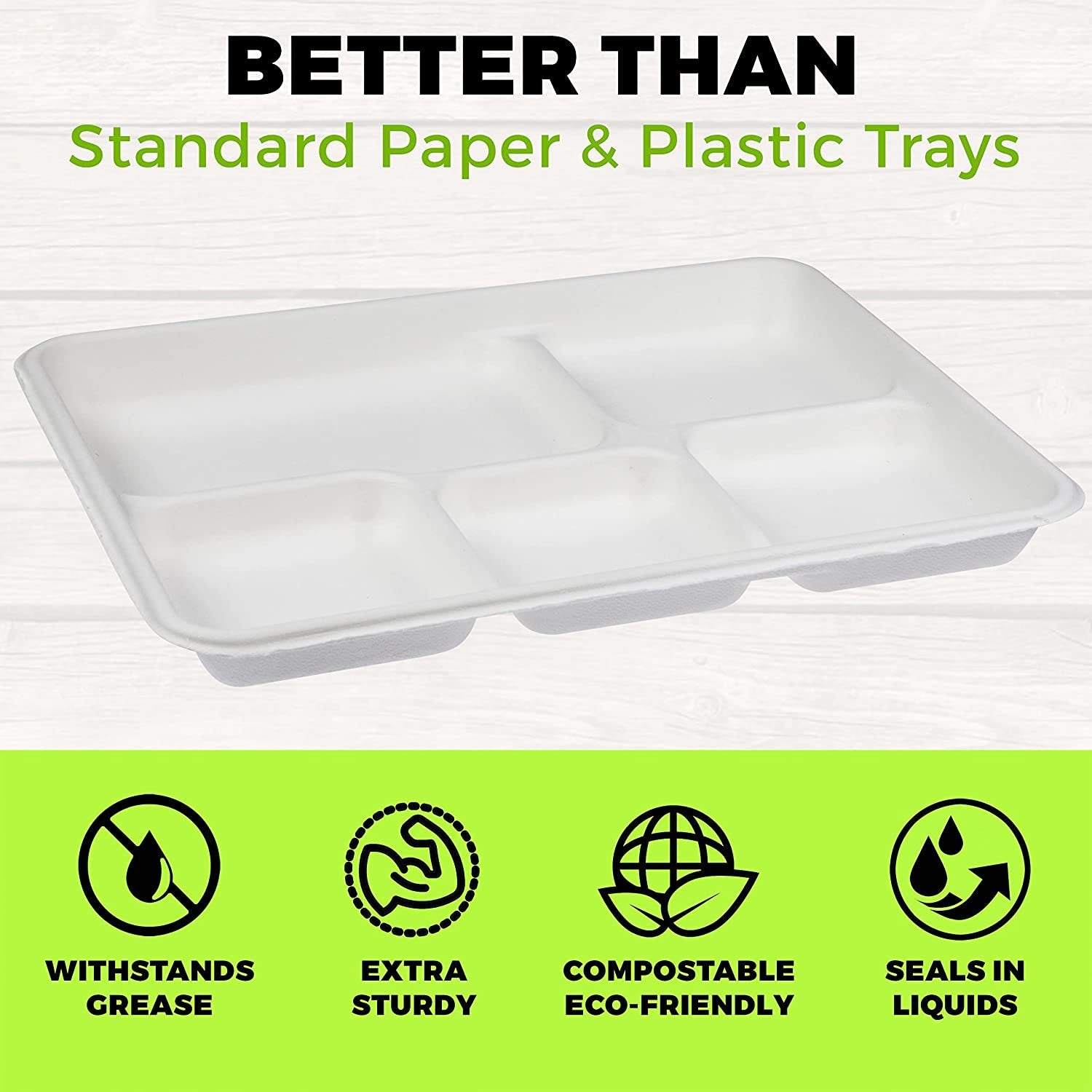 Heavy Duty Plates | 10 Inch Disposable Plates For Adults & Kids | White Eco Friendly Sugarcane Paper Plates Are Cut & Leak Resistant | 125 Pack - NY-HI