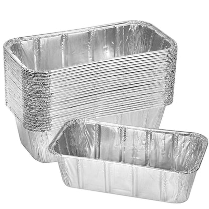 Thick aluminum loaf pans (30 pack, 8 x 4 inches) for baking bread, lasagna, meatloaf, and cake.