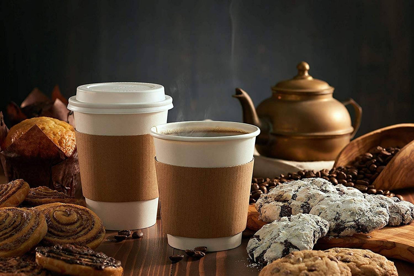 NYHI 200-Pack 8 oz White Paper Disposable Cups With Lids And Sleeves– Hot/Cold Beverage Drinking Cup for Water, Juice, Coffee or Tea – Ideal for Water Coolers, Party, or Coffee On the Go’ - NY-HI