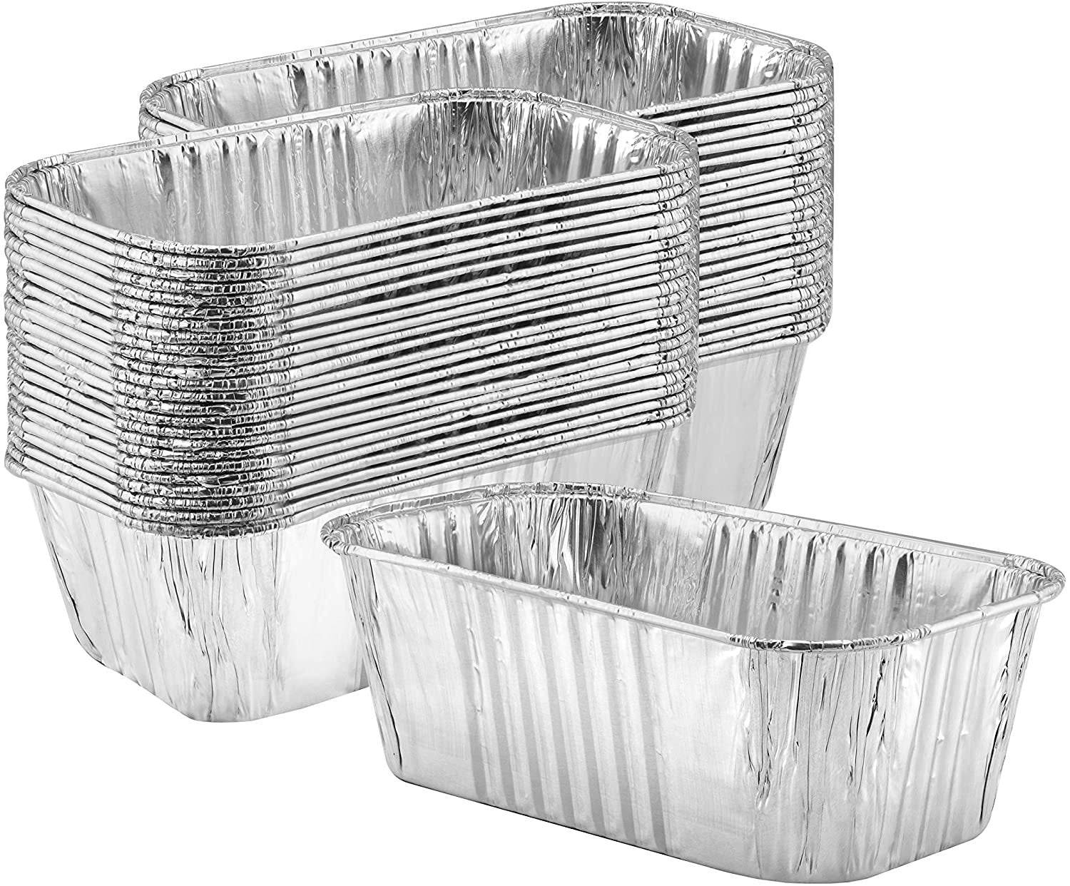 Heavy duty disposable oven bake tin aluminum loaf pans, 50 pack.