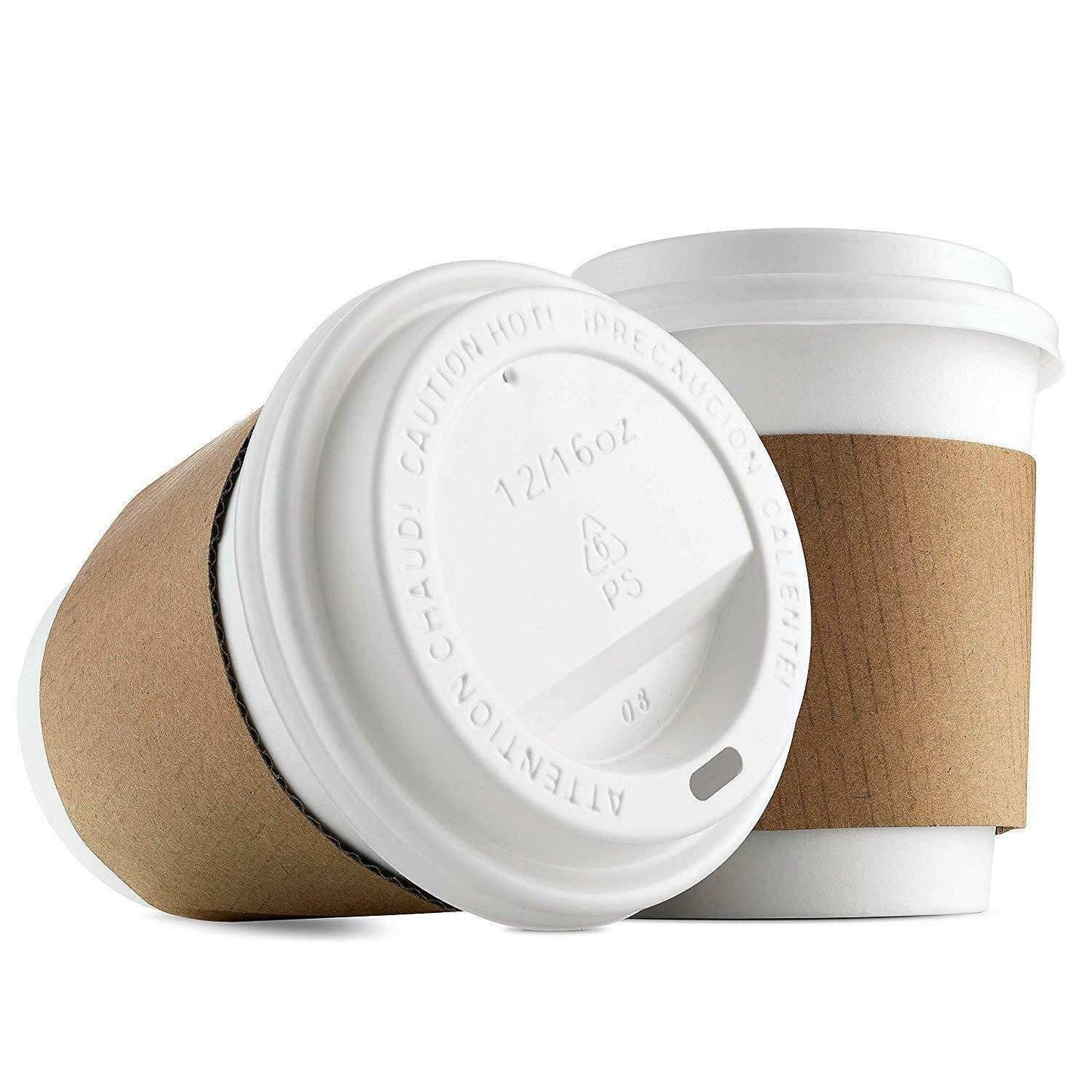 NYHI 200-Pack 8 oz White Paper Disposable Cups With Lids And Sleeves– Hot/Cold Beverage Drinking Cup for Water, Juice, Coffee or Tea – Ideal for Water Coolers, Party, or Coffee On the Go’ - NY-HI