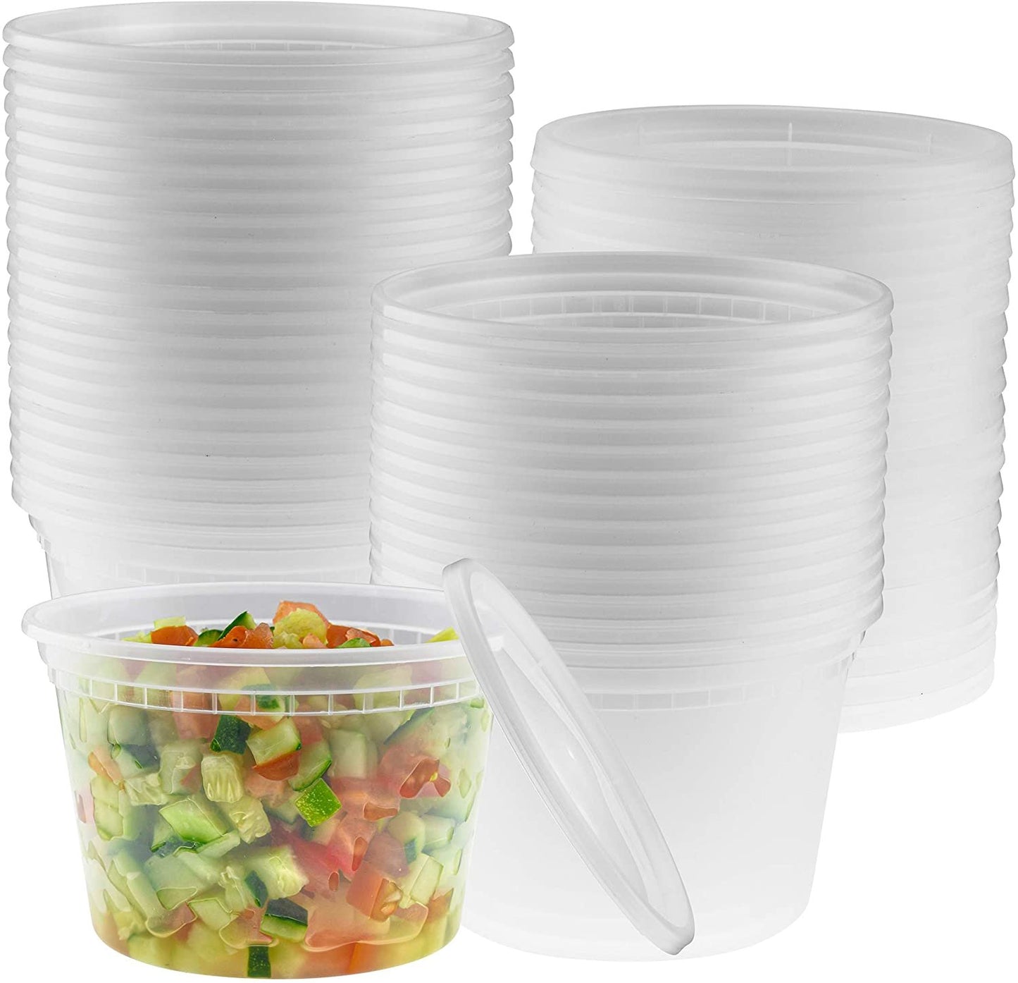 16-Ounce Clear Deli Containers with Lids | Stackable, BPA-Free Food Storage Container Set | Recyclable Space Saver Airtight Container for Kitchen Storage, Meal Prep, Take Out | 40 Pack - NY-HI