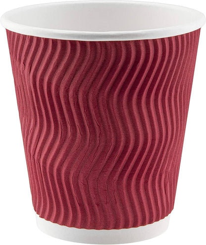 NYHI Set of 150 Ripple Insulated Red 8-oz Paper Cups – Coffee/Tea Hot Cups |3-Layer Rippled Wall for Better Insulation | Perfect for Cappuccino, Hot Cocoa, or Iced Drinks - NY-HI