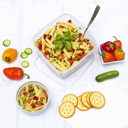 32-oz. Square Clear Deli Containers with Lids | Stackable, Tamper-Proof BPA-Free Food Storage Containers | Recyclable Space Saver Airtight Container for Kitchen Storage, Meal Prep, Take Out | 20 Pack - NY-HI