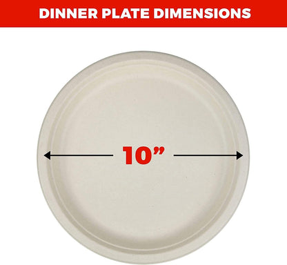 Heavy Duty Plates | 10 Inch Disposable Plates For Adults & Kids | Brown Eco Friendly Sugarcane Paper Plates Are Cut & Leak Resistant | 125 Pack - NY-HI