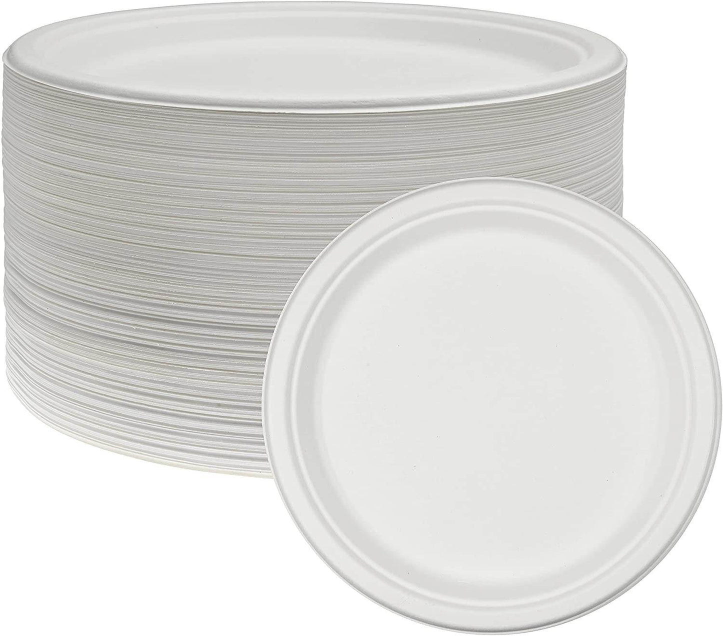 10 inch heavy duty compostable plates made from eco-friendly sugarcane, ideal for dinner, appetizers, camping, catering, and concession stands, 125 pack.
